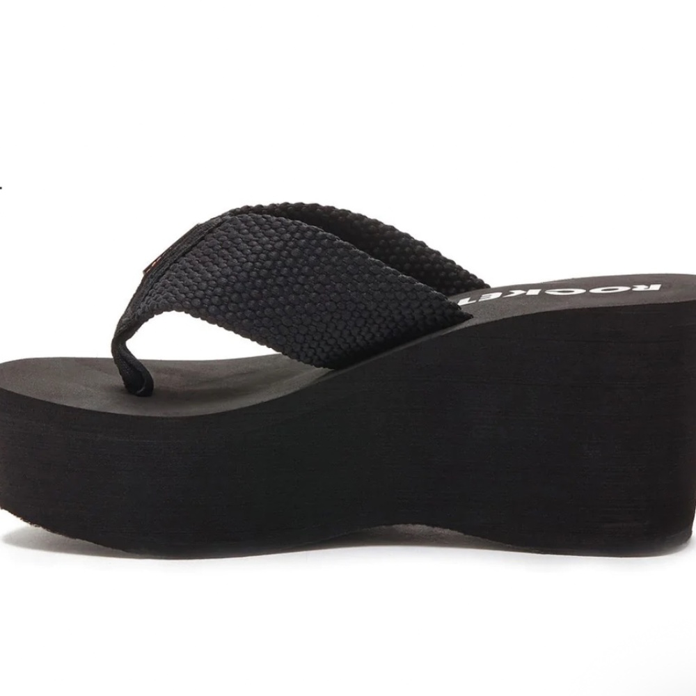 Rocket Dog Black Wedge Platform Flip Flops